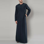 Men's Thobe Abaya Zipper Shirt Long Sleeve