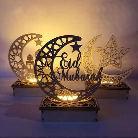 Wooden Eid Mubarak Ramadan Ornament Muslim Islamic Gift DIY Home Party Decor