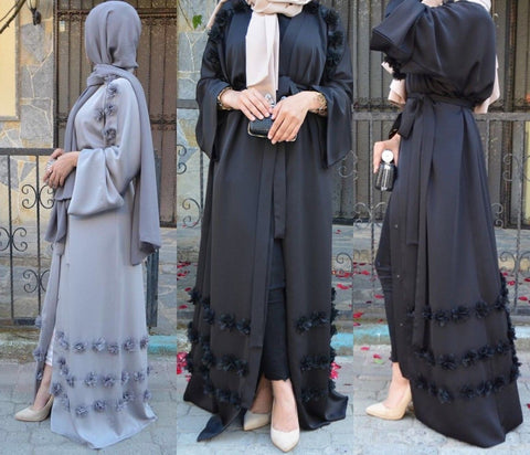 Abaya Muslim Women Open Front Islamic Long Dress