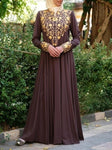 Women's Kaftan Abaya Golden Print Islamic Muslim Party Dress