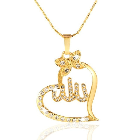 Arabic Women Gold Color Allah Charm Pendant Chain Necklace