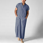 Mens Muslim Short Sleeve Summer Thobe Islamic Kaftan