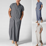 Mens Muslim Short Sleeve Summer Thobe Islamic Kaftan