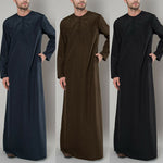 Men's Thobe Abaya Zipper Shirt Long Sleeve